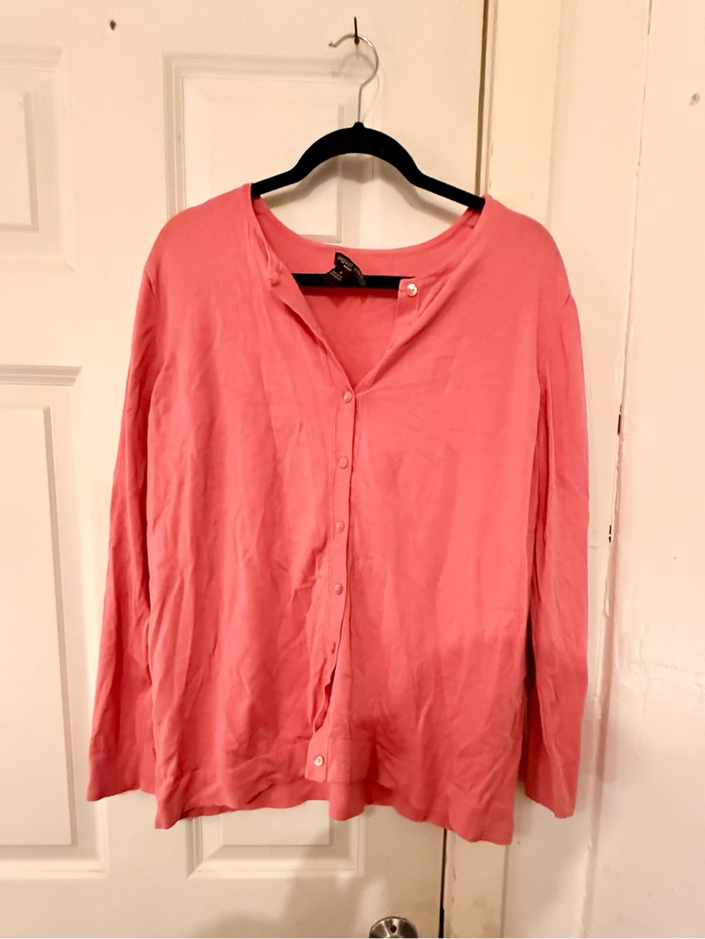 august silk Coral Pink Button-Front Cardigan